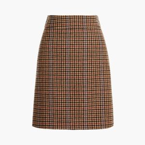 New! J Crew sz 0 Wool-blend mini skirt walnut Brown houndstooth NWT
